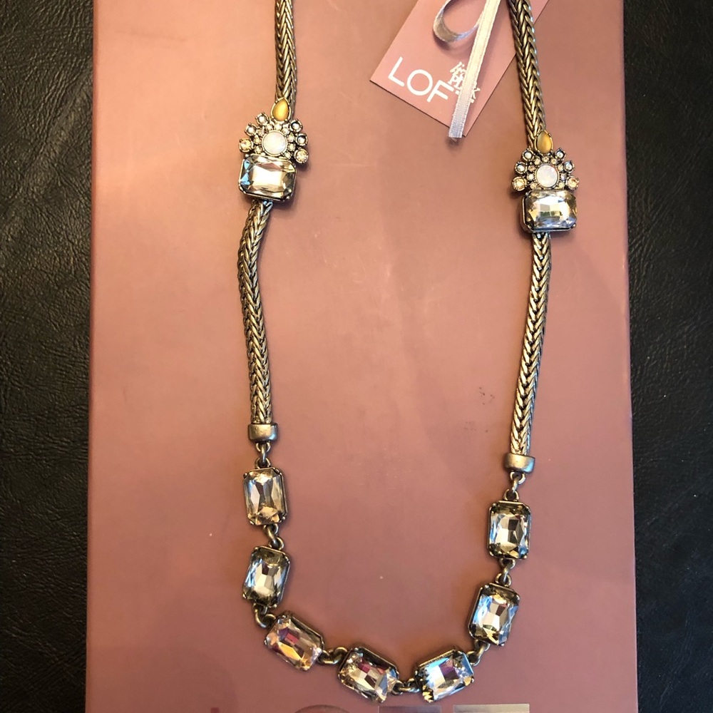 LOFT Gold-Tone Crystal Link Necklace with Clear Stones - Giuliana Rancic